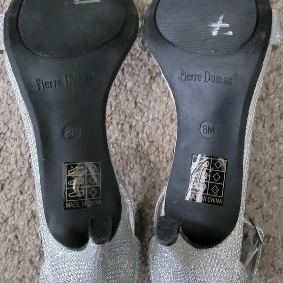 Glamorous Pierre Dumas Silver Ankle Strap Shimmer Pumps - Picture 6 of 6